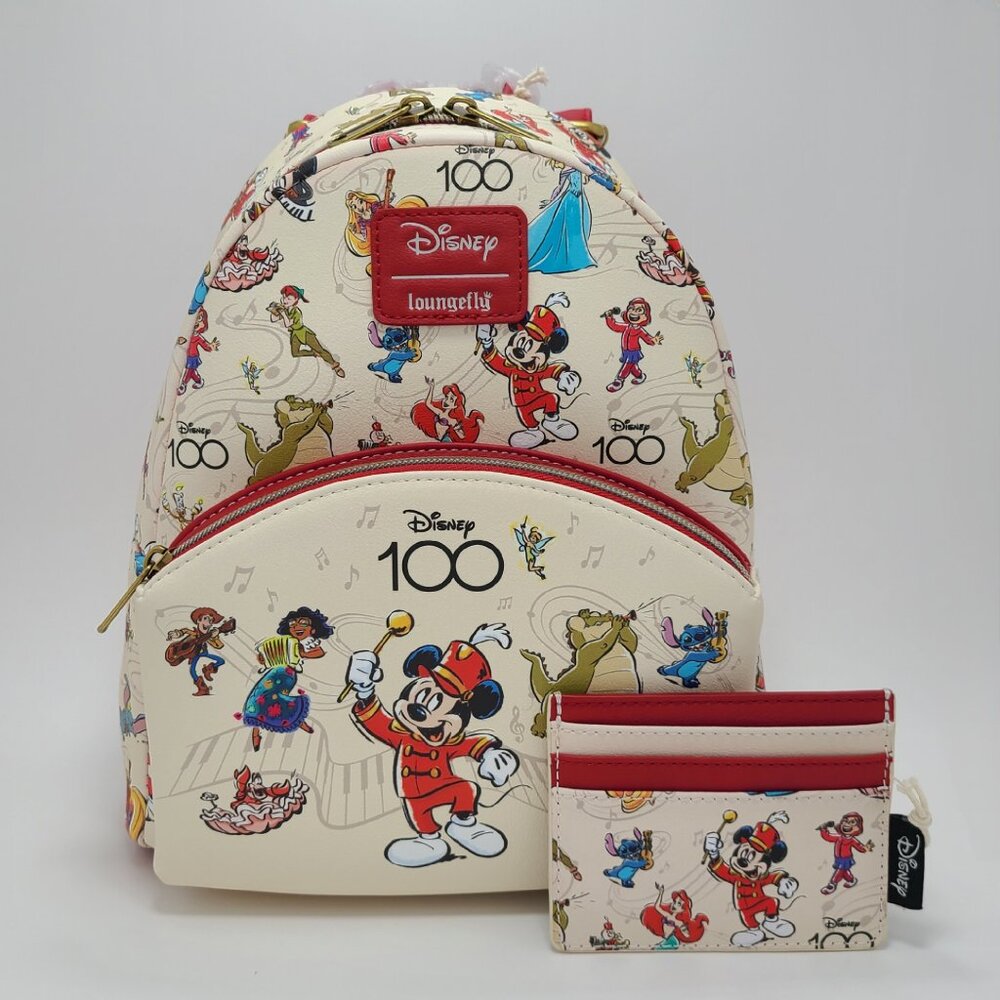 NWT Loungefly Disney100 Mickey Mouse & Band Mini Backpack and Cardholder Set